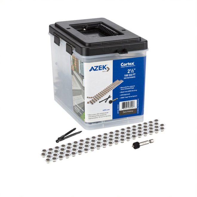 TimberTech Azek Cortex 2 1/2-in Deck Screws - Stainless Steel - Dark Hickory - 350 Screws/400 Plugs - 100-sq. ft.