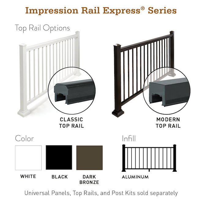 TimberTech Impression Rail Express 6-ft Classic Top Rail - White