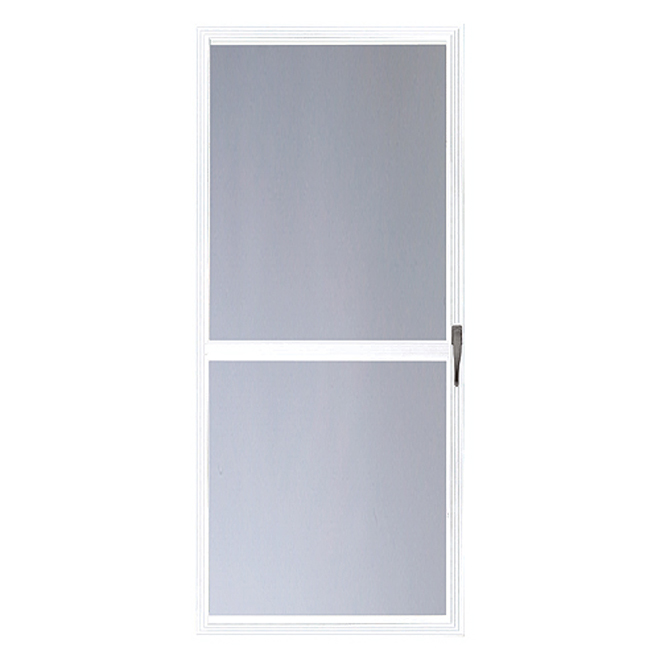 Contre-porte à fenêtre double Classic par Aluminart, blanche, aluminium, verre trempé, 36 po l. x 80 po h.