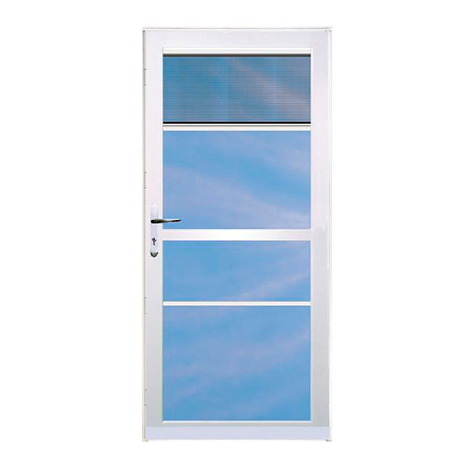 Contre-porte à fenêtre à guillotine divisée Century par Aluminart, 32 po x 80 po, blanche, verre trempé sécuritaire