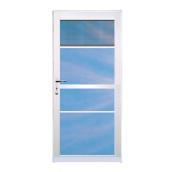 Contre-porte à fenêtre à guillotine divisée Century par Aluminart, blanche, aluminium, 34 po l. x 80 po h., verre trempé