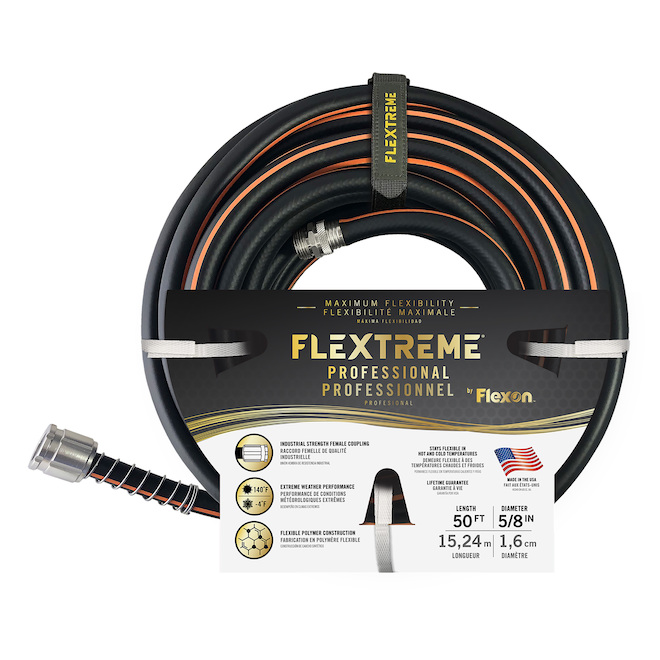 Flexon Flextreme Professional 5/8-in x 50-ft Kink Free Vinyl Black Garden Hose FLXP5850CN