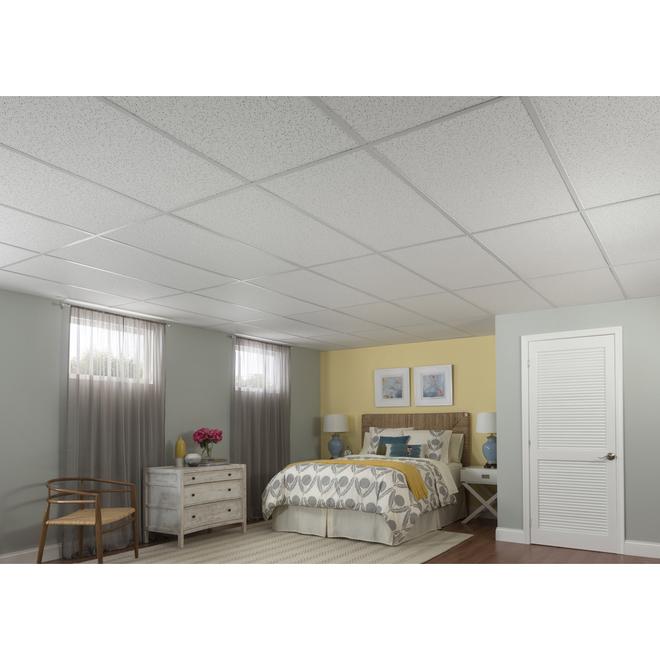 CertainTeed Avalon Fire 5/8-in x 2-ft x 4-ft Mineral Fibre White Ceiling Tile - 8/box