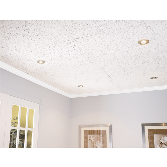 Tuile pour plafond Avalon par CertainTeed en fibre minérale blanche 2 pi x 4 pi x 5/8 po, 8/bte