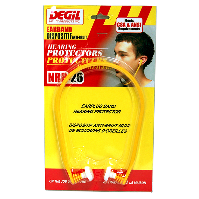Degil Safety Earplug Band Hearing Protector- Yellow - Flexible - Non-Toxic - NRR 26 dB