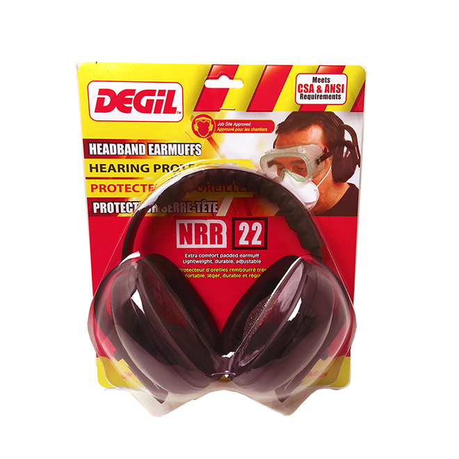Degil Safety Earmuffs - Foam Cusions - Black - Adjustable Headband - NRR 21 dB