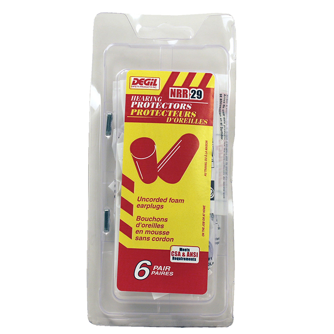 Bouche-oreilles coniques Degil Safety, rouge vif, mousse polyuréthane, IRB 29 dB, 6 par paquet