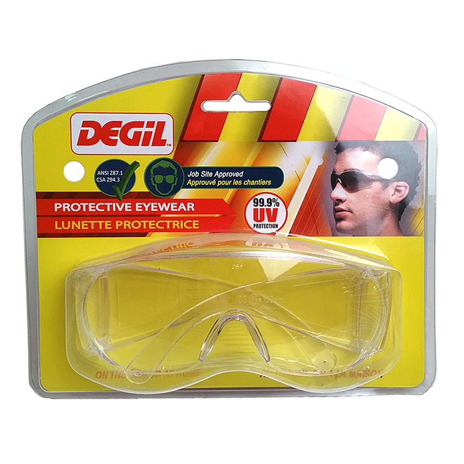 Degil Safety Glasses - Polycarbonate Frame and Lens - Scratch Resistant - Transparent