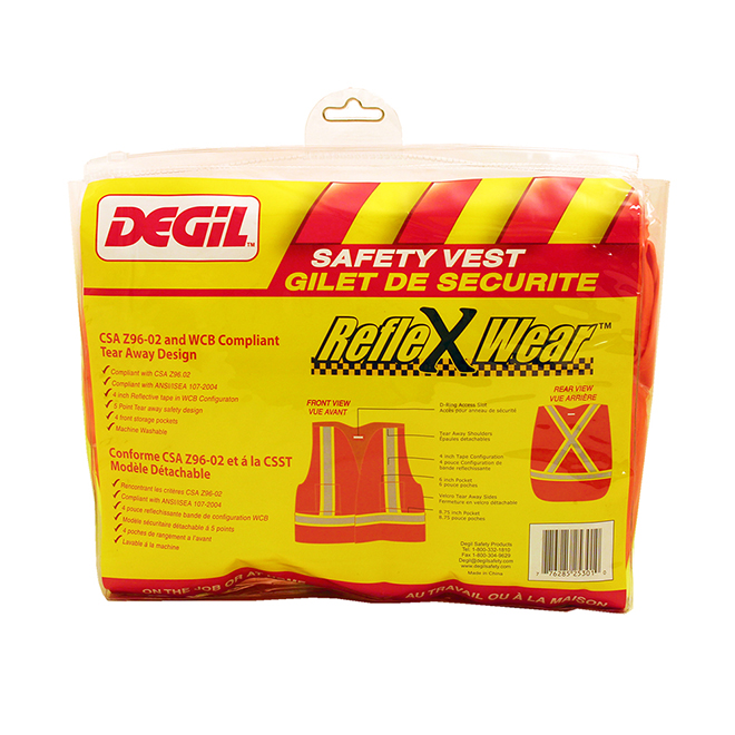 Gilet de sécurité RefleXWear Degil Safety, vert lime, 4 poches à l'avant, fermeture autoaggripante