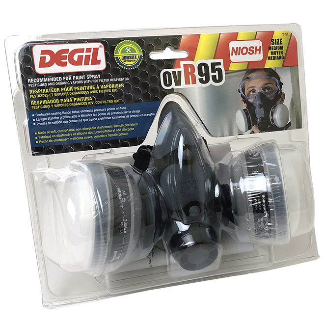 Degil Safety Respirator - Adjustable Strap - Elastomer/Silicone - 2 R95 Filters Included
