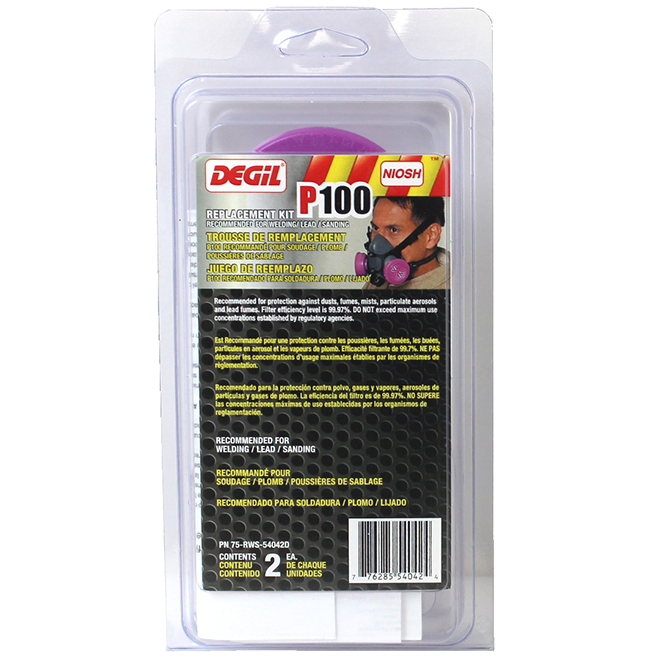 Degil Safety P100 Replacement Filter Kit - 2 Per Pack - Reusable