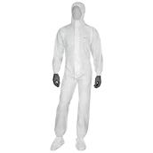 Degil Safety Disposable Coveralls with Hood - White - Large - Microporous Laminate