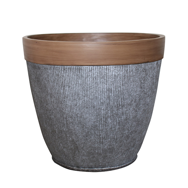 Garant Midori Flower Pot - 15-in x 13-in - Resin - Grey