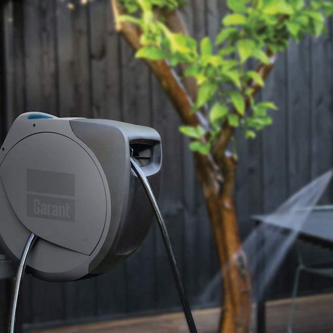 Garant 60-ft 1/2-in Black and White Retractable Hose Reel