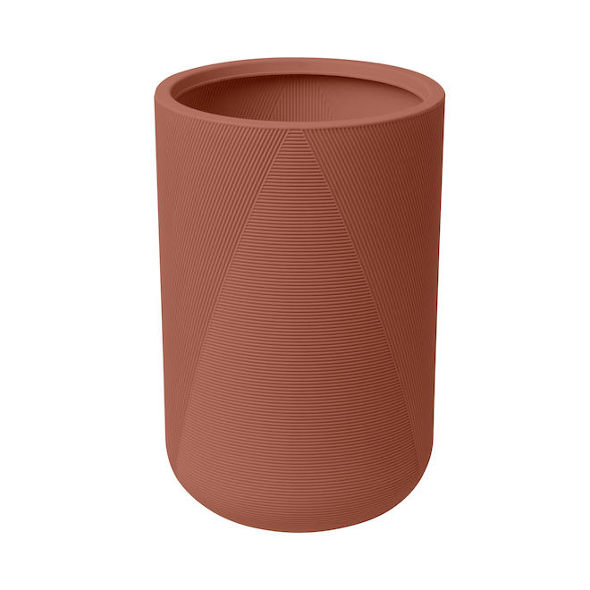 Garant Gavin Tall Planter 14-in with Grooved Texture - Rose Terracotta