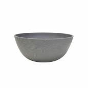 Garant Riptide Planter 14-in Bowl Style with Grooved Texture - Light Grey