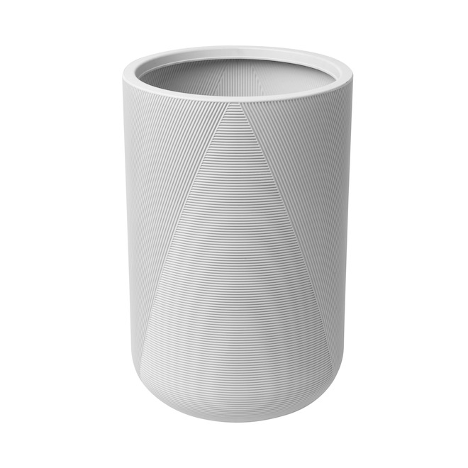 Garant Gavin Tall Planter 14-in with Grooved Texture - Light Grey