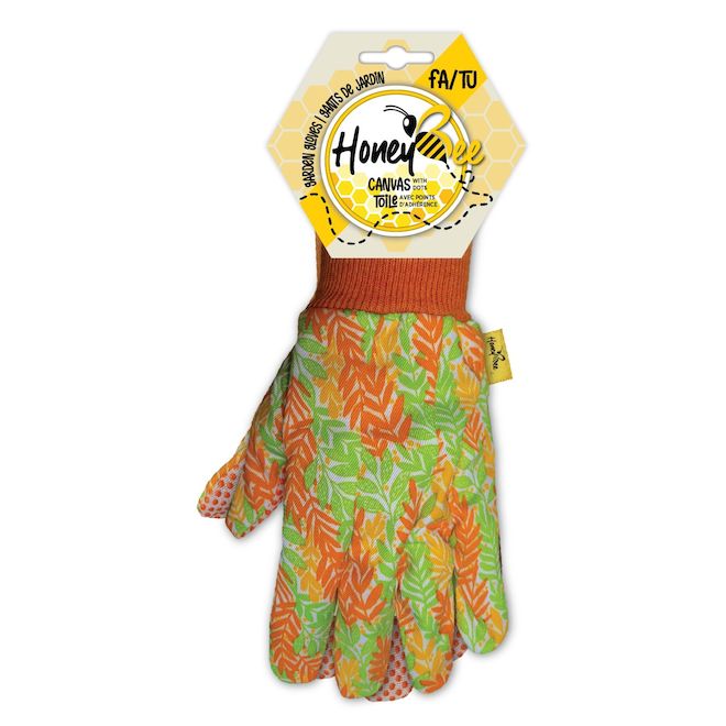 HoneyBee One-Size Canvas with Dots Unisex Gardening Gloves