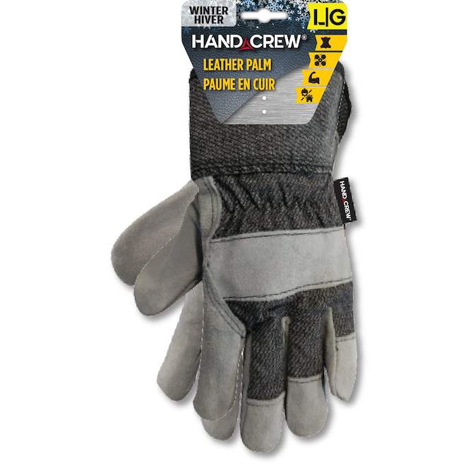 HandCrew Winter Goves for Men with Leather Palm - Large Size