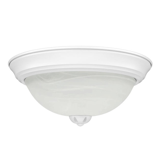 VALU+ 2-Light Flushmount 11-in Glass and White Finish