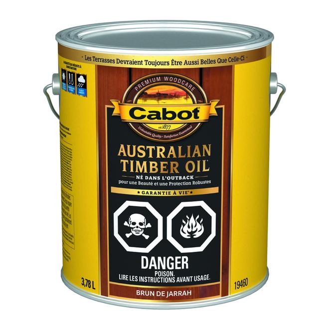 Teinture scellante pour bois à base d'huile Australian Timber de Cabot fini brun de Jarrah translucide, 3,78 L