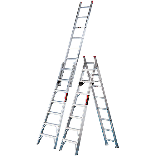 Image of Eagle | Multifunctional Ladder - 8 To 13-Ft Extendable Height - Aluminum - Serrated Steps | Rona