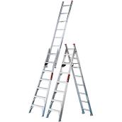 Eagle Multifunctional Ladder - 8 to 13-ft Extendable Height - Aluminum - Serrated Steps