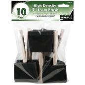 Bennett Paint Brushes - High Density Foam - Angular - Wooden Handle - 10-Pack - 3-in W