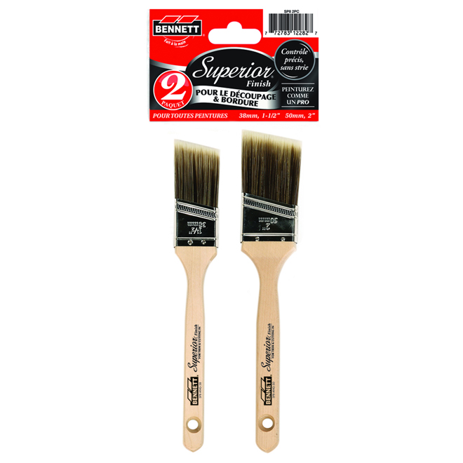 Ensemble de pinceaux pour peinture Superior Finish Bennett poignées en bois 2 po paquet de 2