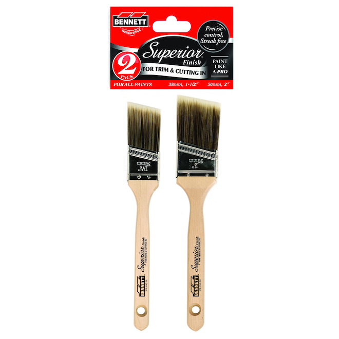 Bennett Superior Finish Paint Brush Set Wood Handle 2-in Pack of 2