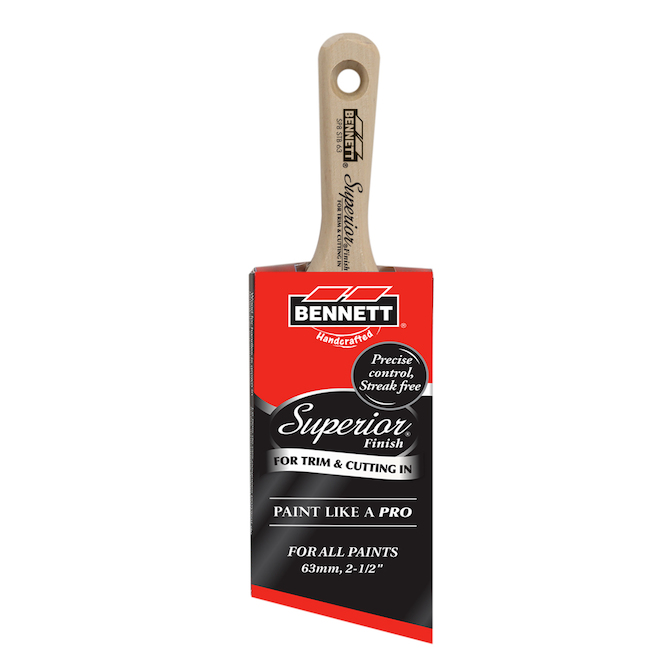 Pinceau pour peinture Superior Finish Bennett poignée courte polyester 2,5 po