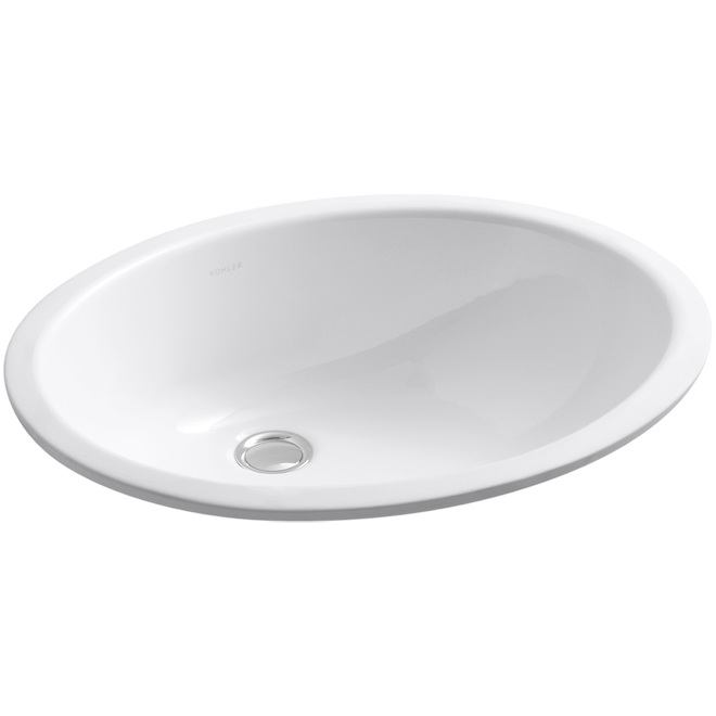 KOHLER 14-in x 17-in White Vitreous China Oval Undermount Bathroom Sink
