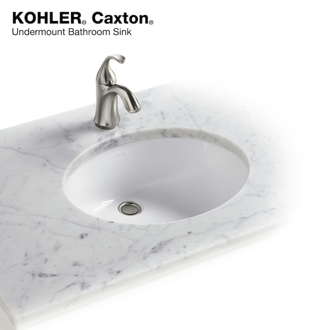KOHLER 14-in x 17-in White Vitreous China Oval Undermount Bathroom Sink