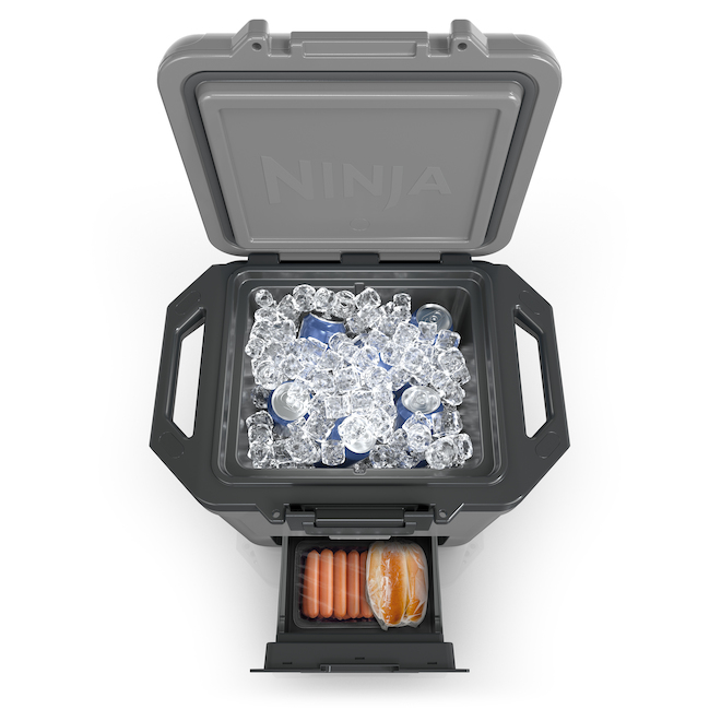 Glacière FrostVault Ninja avec tiroir zone sèche 30 pintes, gris