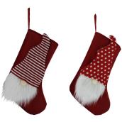 Celebrations by L&CO Assorted Gnome Christmas Stocking in Red Velvet 20-in - 1 count