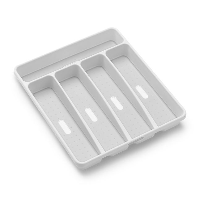 Madesmart Classic Silverware Tray in White and Grey Plastic