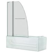 Uberhaus Design Frameless Bath Screen - 40-in x 55-in - Frosted Glass - Left Installation