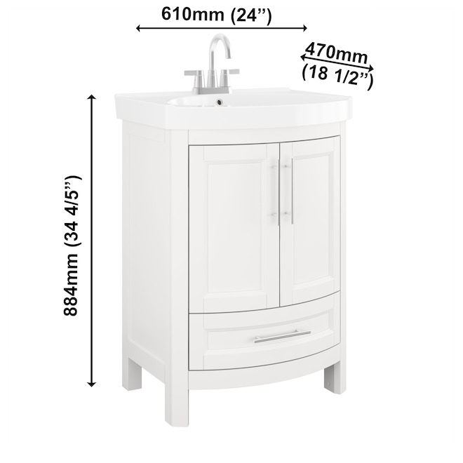 Landon & Co. Alera 24-in Vanity Modern Style with 2 Doors and 1 Drawer - White