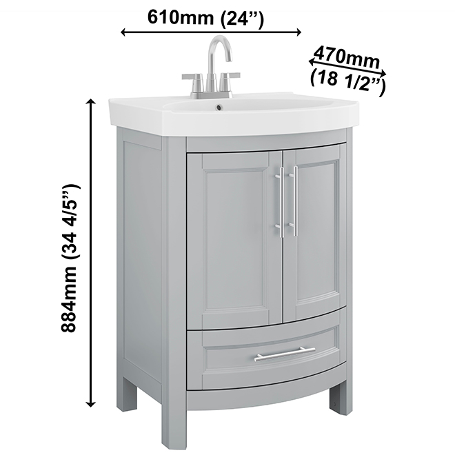 Landon & Co. Alera 24-in Vanity Modern Style with 2 Doors and 1 Drawer - Grey