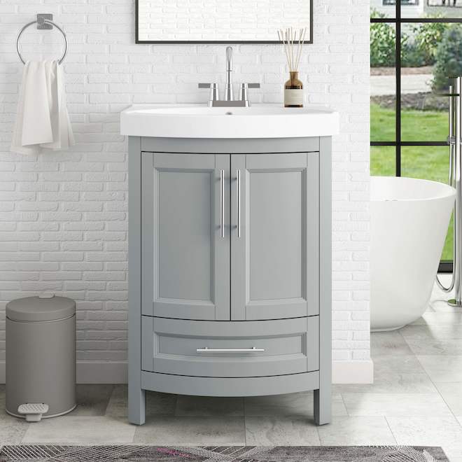 Landon & Co. Alera 24-in Vanity Modern Style with 2 Doors and 1 Drawer - Grey