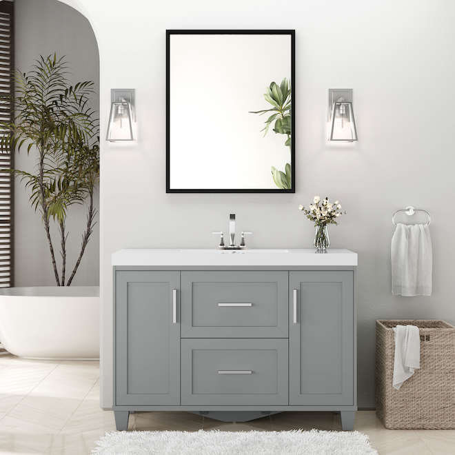 Landon & Co. Abelle 48-in Vanity Modern Style with 2 Doors and 2 Drawer - Grey