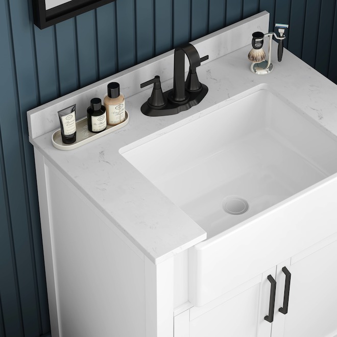 Meuble-lavabo Ultare Landon & Co. de style moderne de 30 po à 2 portes, blanc