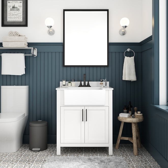 Meuble-lavabo Ultare Landon & Co. de style moderne de 30 po à 2 portes, blanc