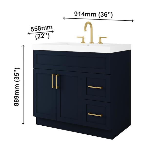 Landon & Co. Smythe 36-in Vanity Modern Style with 2 Doors and 2 Drawers - Blue