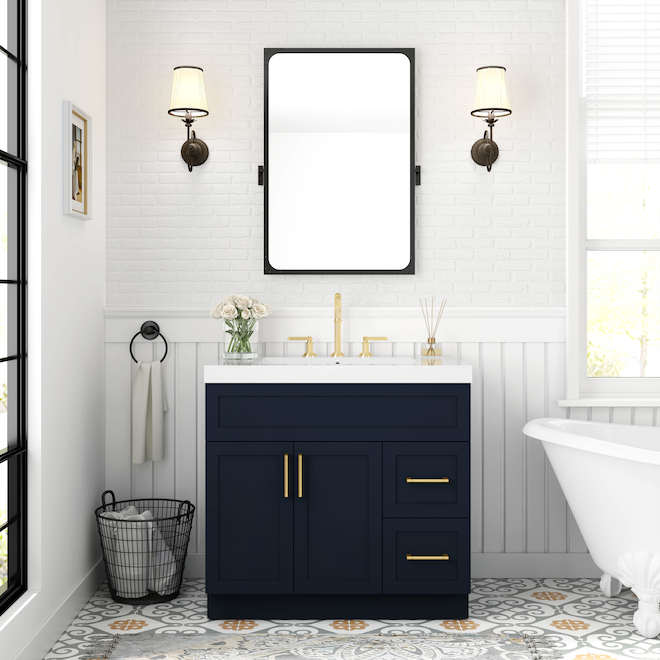 Landon & Co. Smythe 36-in Vanity Modern Style with 2 Doors and 2 Drawers - Blue