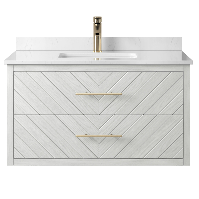 Landon & Co. Monaco 30-in Wall Vanity Transitional Style with 2 Drawers - White