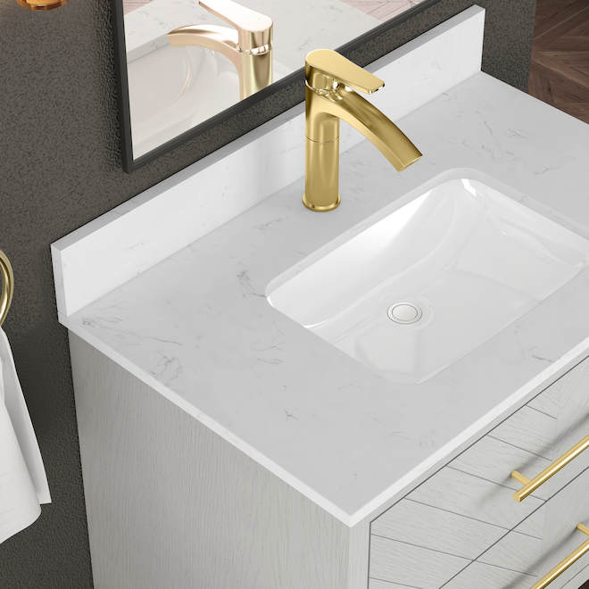 Meuble-lavabo mural Monaco Landon & Co. de style contemporain de 30 po à 2 tiroirs, blanc