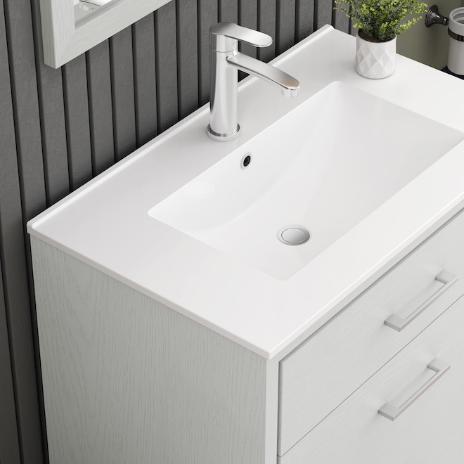 Meuble-lavabo Paterson Landon & Co. de style contemporain de 30 po à 1 tiroir, blanc