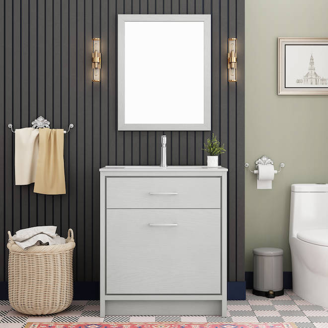 Meuble-lavabo Paterson Landon & Co. de style contemporain de 30 po à 1 tiroir, blanc