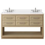 Landon & Co. Bennett 60-in Vanity Traditional Style with 2 Sinks and 6 Drawers - Light Oak